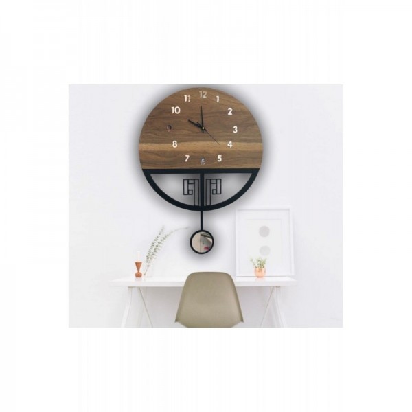 (SESSİZ 3 KATLI (0,9CM)) SARKAÇLI AHŞAP DUVAR SAATİ, SARKAÇLI SAAT, WOODEN WALL CLOCK