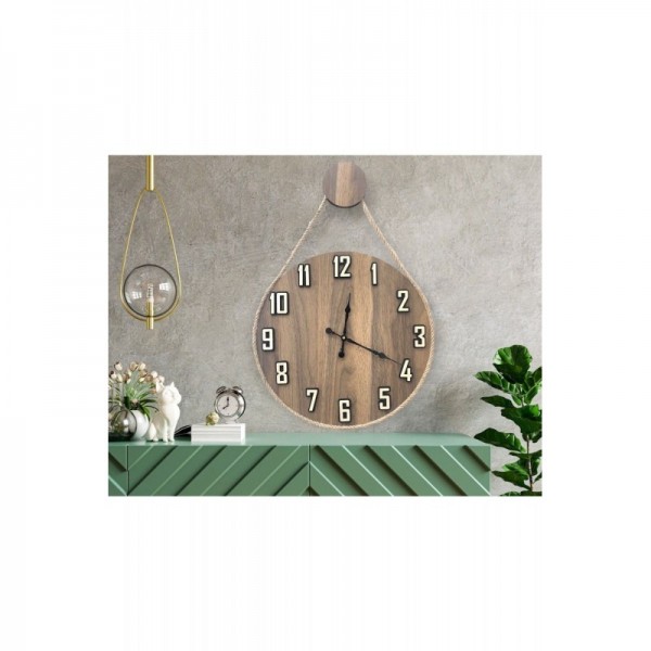 PREMİUM HALATLI DEKORATİF AHŞAP DUVAR SAAT,DUVAR SAATİ,AHŞAP SAAT,SAAT,WALL CLOCK