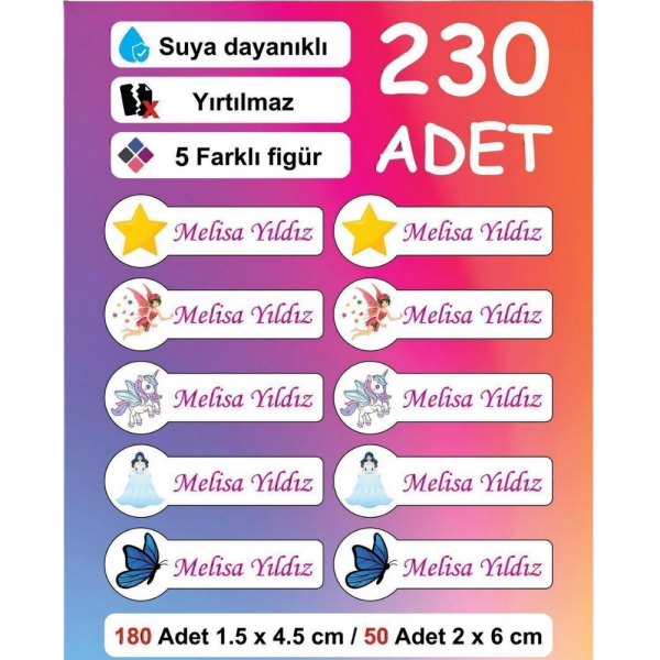 Premium Kalite 230 Adet Kişiye Özel İsimli Defter Kalem Okul Etiketi-30